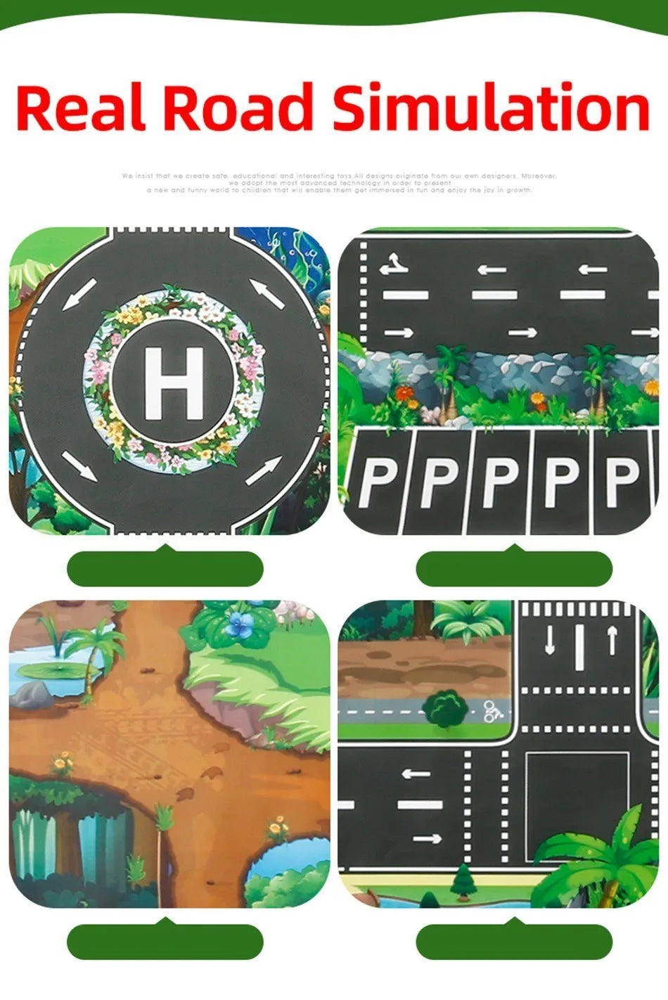 Children Playmat Activity Surface Waterproof Map Kids Animal Road Toy Baby Dinosaur Road Portable Carpet Farm Road Non-Toxic Mat