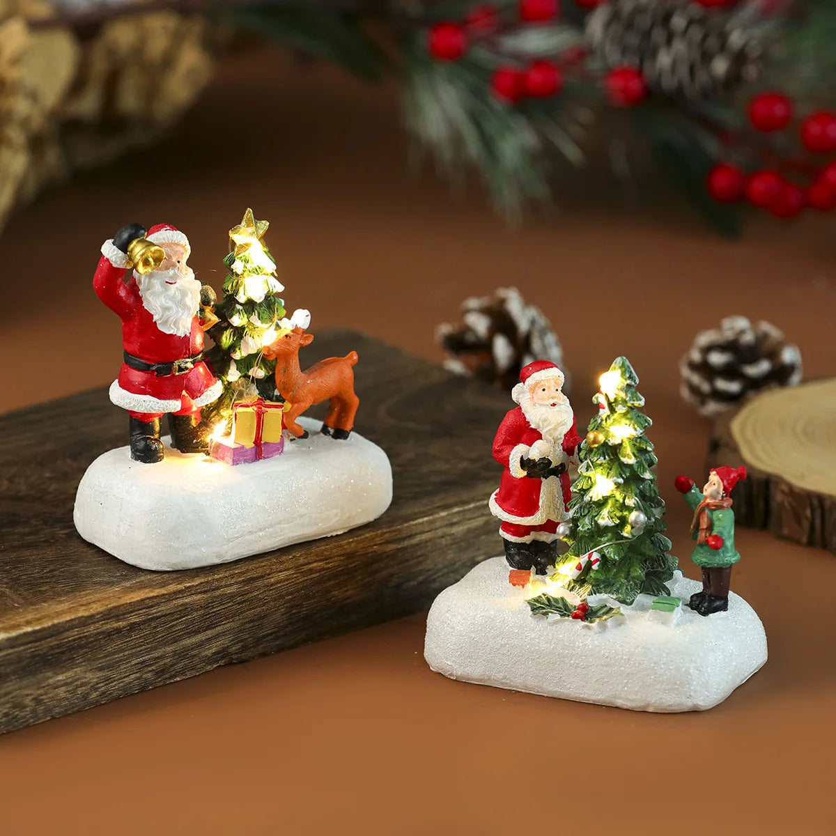 Xmas Decorations Christmas Gifts Light Up Santa Claus Elk Christmas Tree Desktop Decorations New Year Family Atmosphere Decor