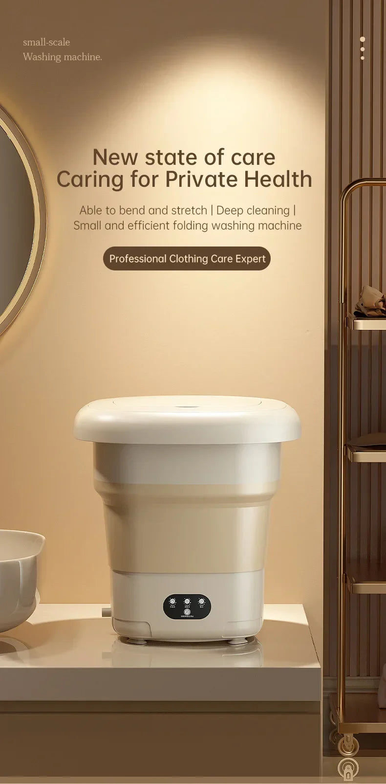 Folding Portable Washing Machine Big Capacity with Clothes Spin Dryer Bucket Travel Socks Underwear Panties Washing Machine