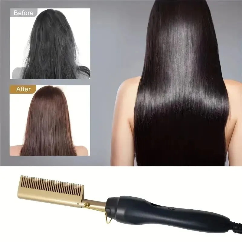 Straight hair comb, bangs, dry and wet dual-use comb, straight hair curling iron, household roll straight electric comb