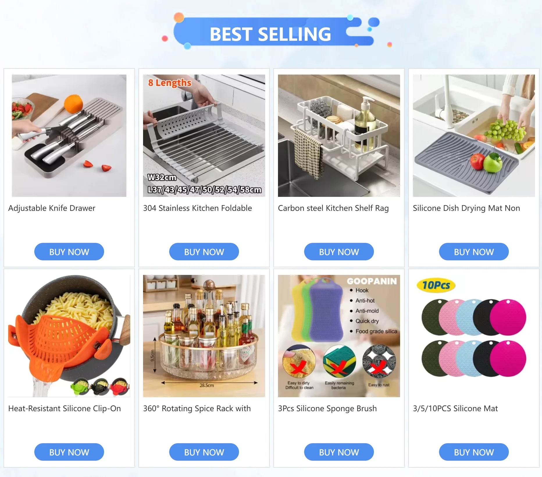 Carbon steel Kitchen Shelf Rag Storage Drainage Shelf Storage Rack Home Spice Sink Drainage dish drying rack Kitchen Accessories