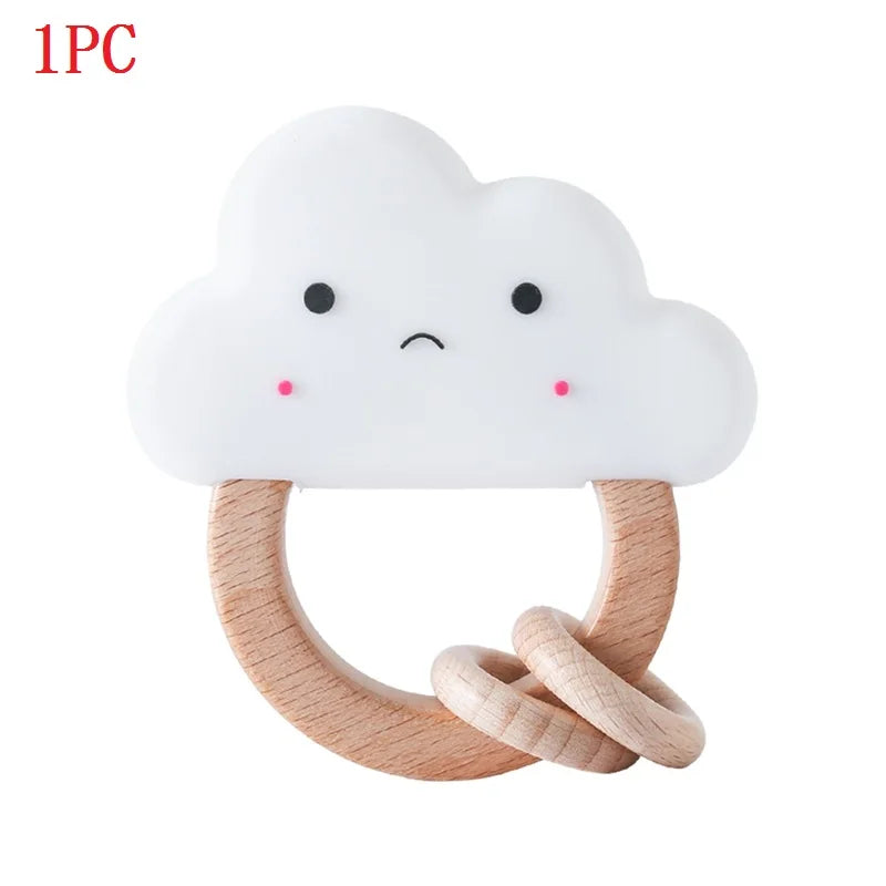 Let's Make 5pcs Wholesale Wooden Teether Rodent Pacifier Pendant Wooden Toys DIY Baby Necklace Gift BPA Free Beech Hedgehog Bird