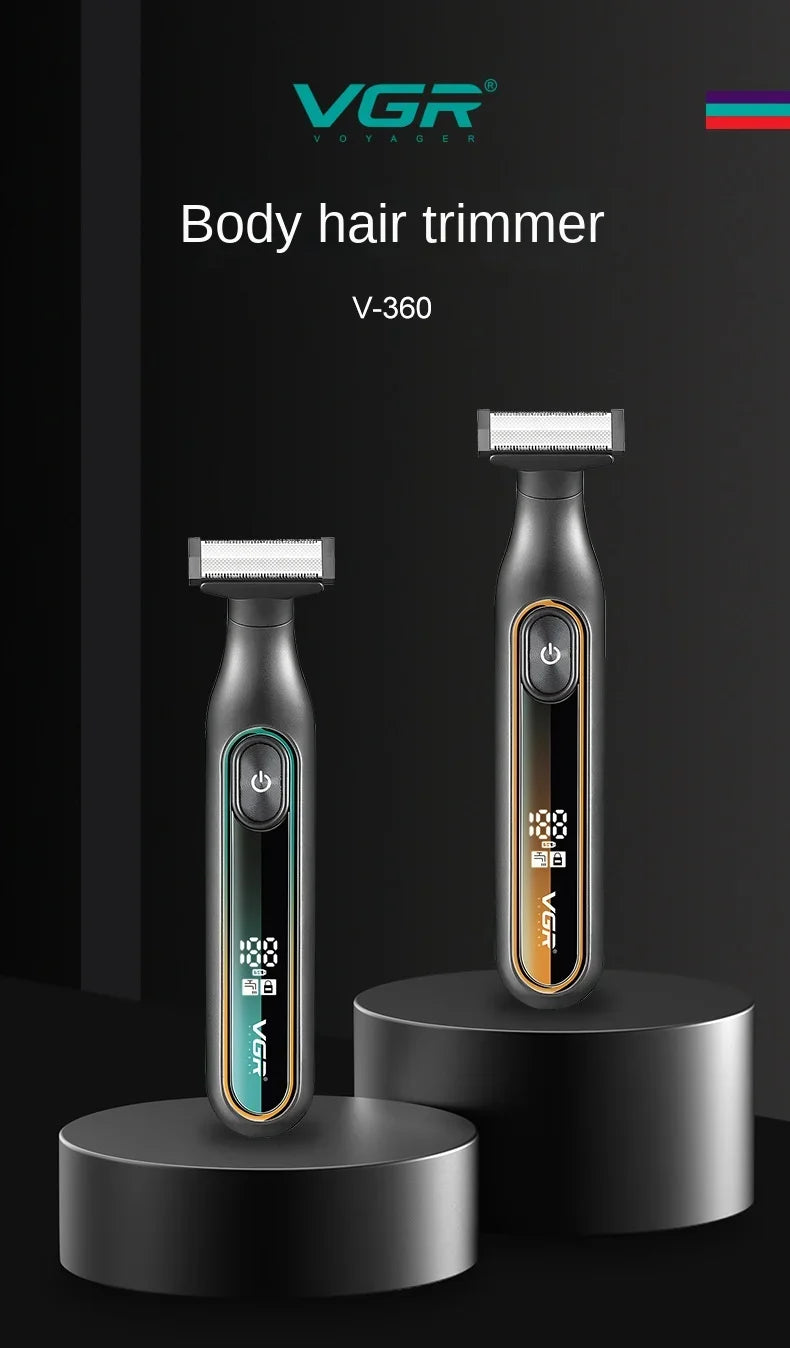 VGR Shaver Professional Shaving Machine Waterproof Beard Shaver Electric Razor LED Hair Trimmer Portable Shaver for Men V-360