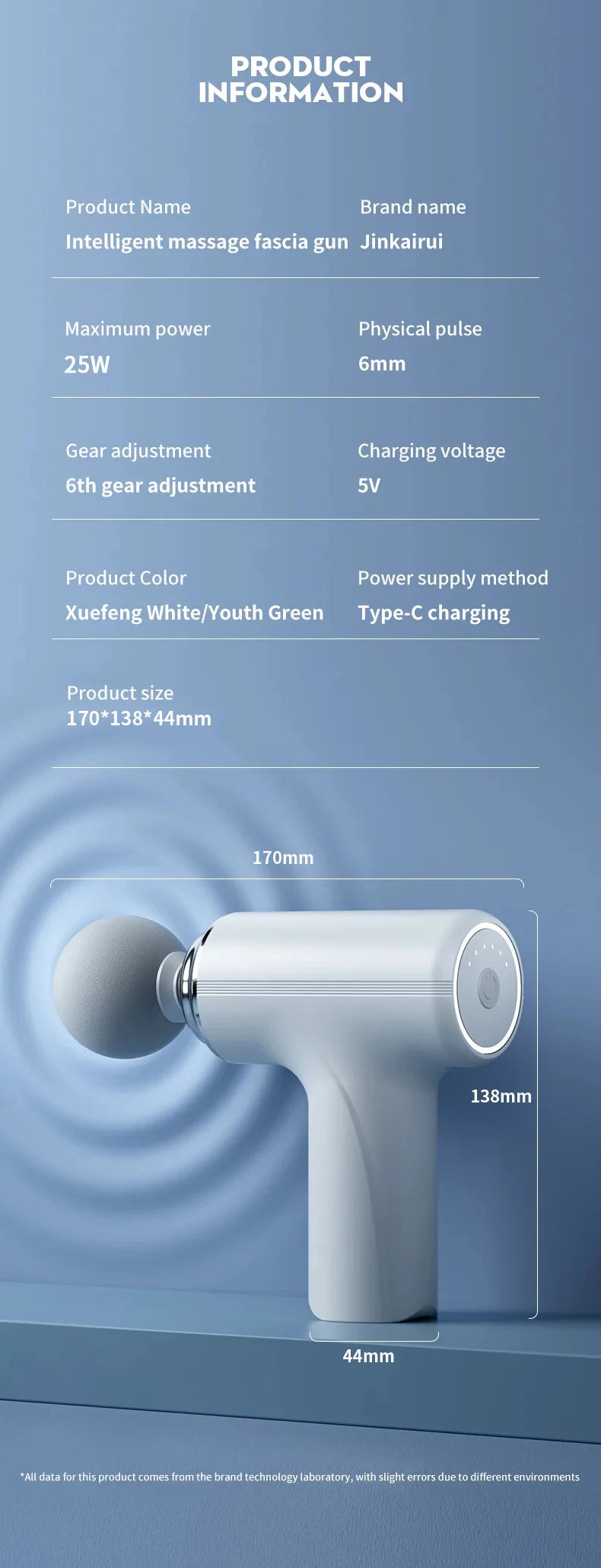 Portable AI Fascial Massage Gun Electric Percussion Massager Body Relaxation With 4 Replaceable Massage Head LED Night Light