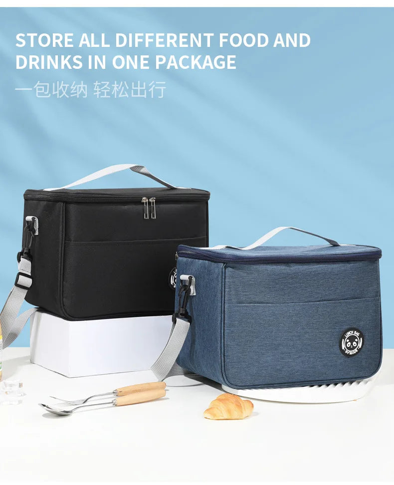Capacity hand-held with shoulder strap insulated bag, lunch box bag, student thickened waterproof lunch bag.