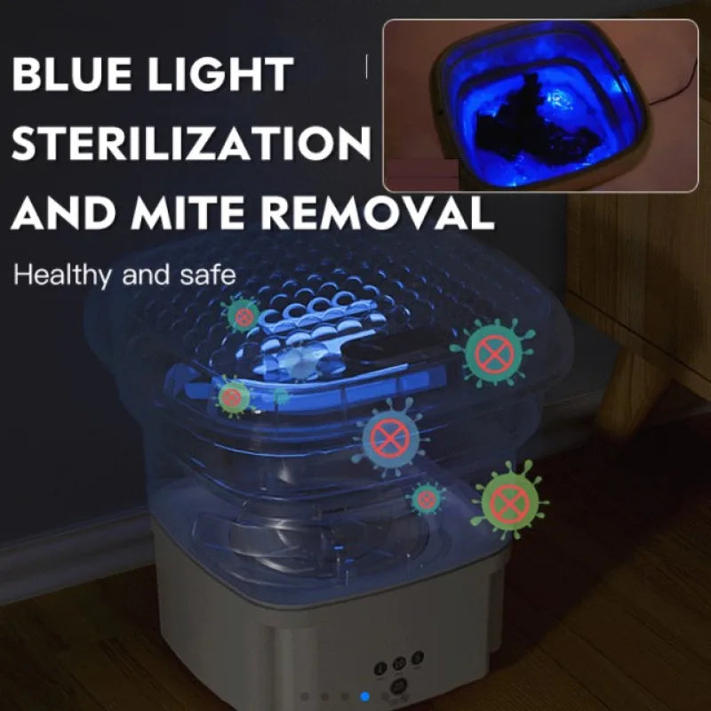 Portable folding washing machine With Spin Dryer Household Automatic Blue Light Sterilization Mini Underwear Laundry Washer