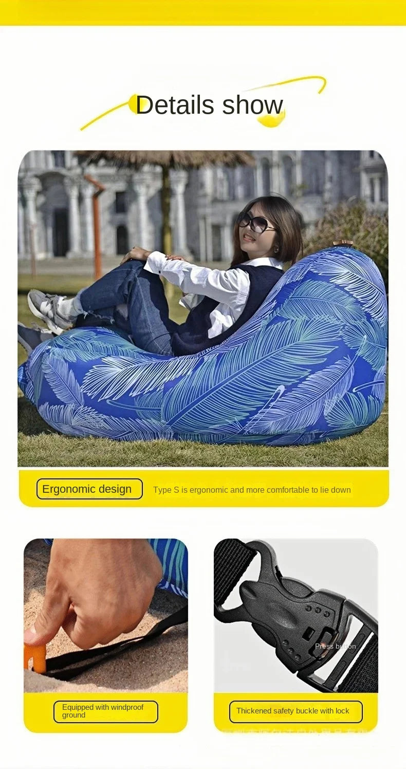 New Inflatable Lounge Chair, Outdoor Inflatable Sofa, Inflatable Hammock, Suitable for Camping, Beach, Tanning, Etc