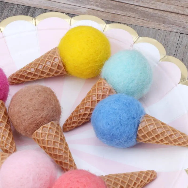 Newborn Felt Ice Cream Props Tiny Baby Girl Boy Photo Shoot Handmade Felt Photography Props Accessories