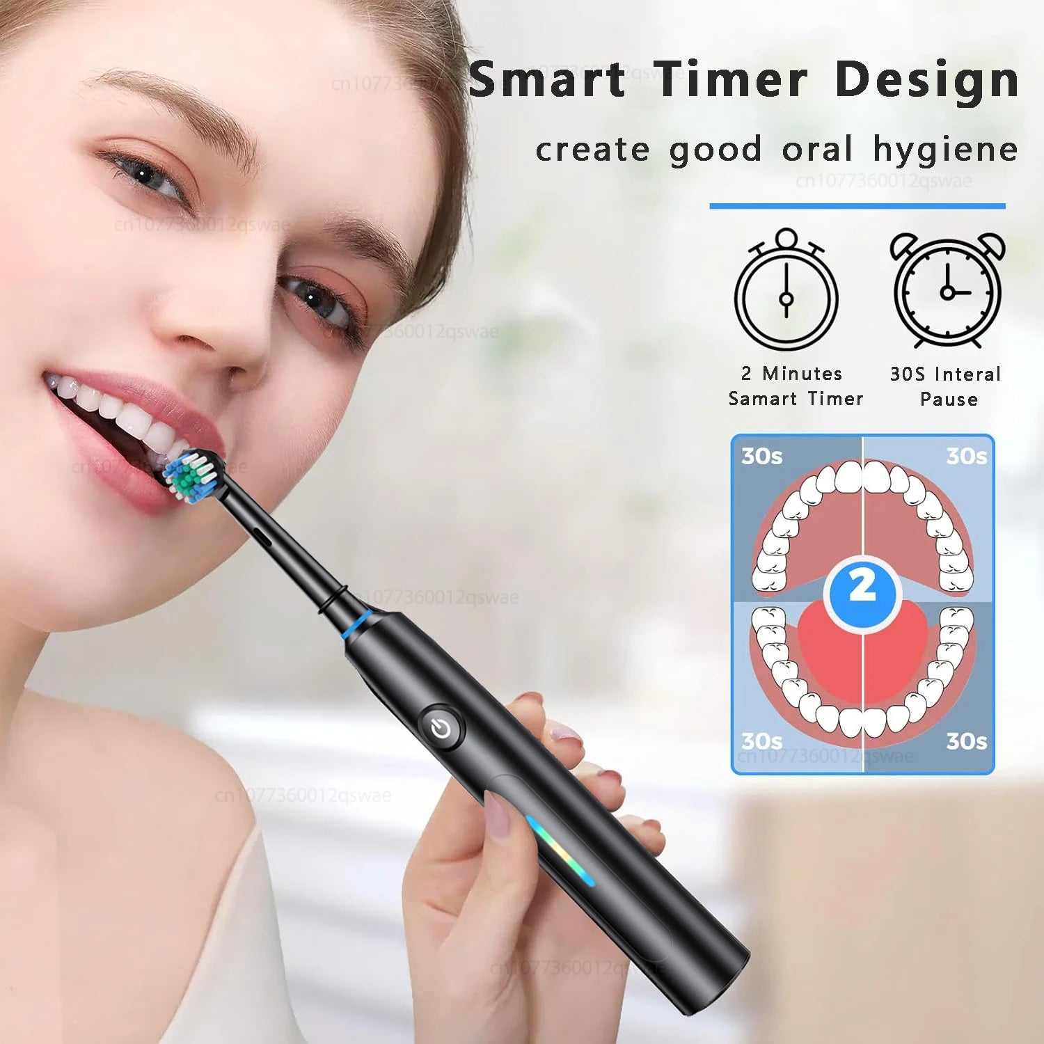 Rotating Electric Toothbrush for Adults Fast Charge 5 Modes Deep Clean Electric Toothbrush with Rechargeable Power Smart Timer