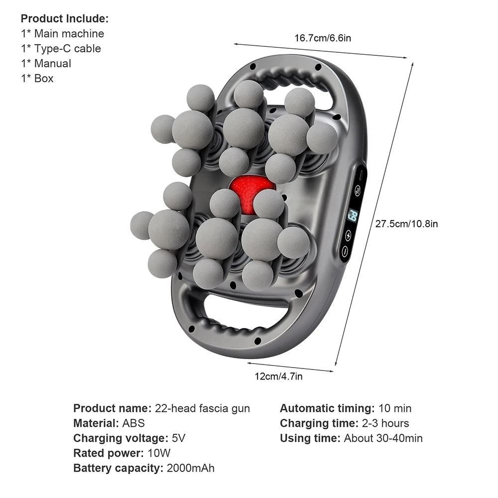 22-Head Fascia Gun High Frequency Vibration Body Massage Gun Back Massager Waist Massager Neck Shoulder Thigh Fascia masajeador