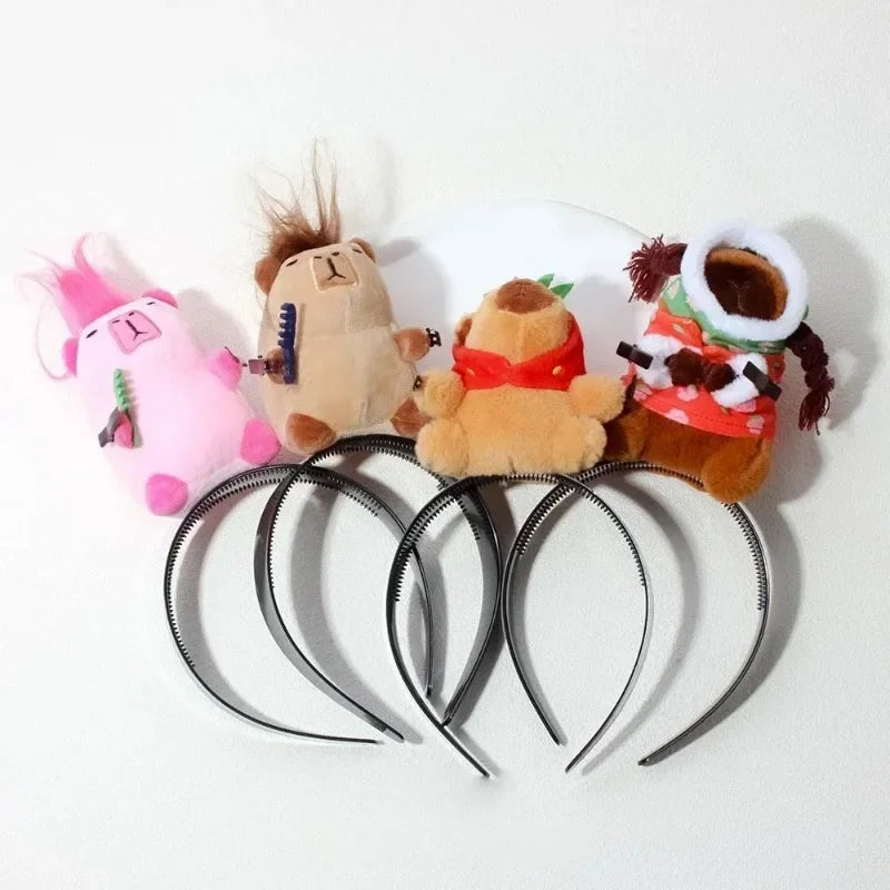 Headband Funny Capybara Hair Hoop Women's Cute Face Wash Headband Funny Plush Hair Band Baby Photography Accessories