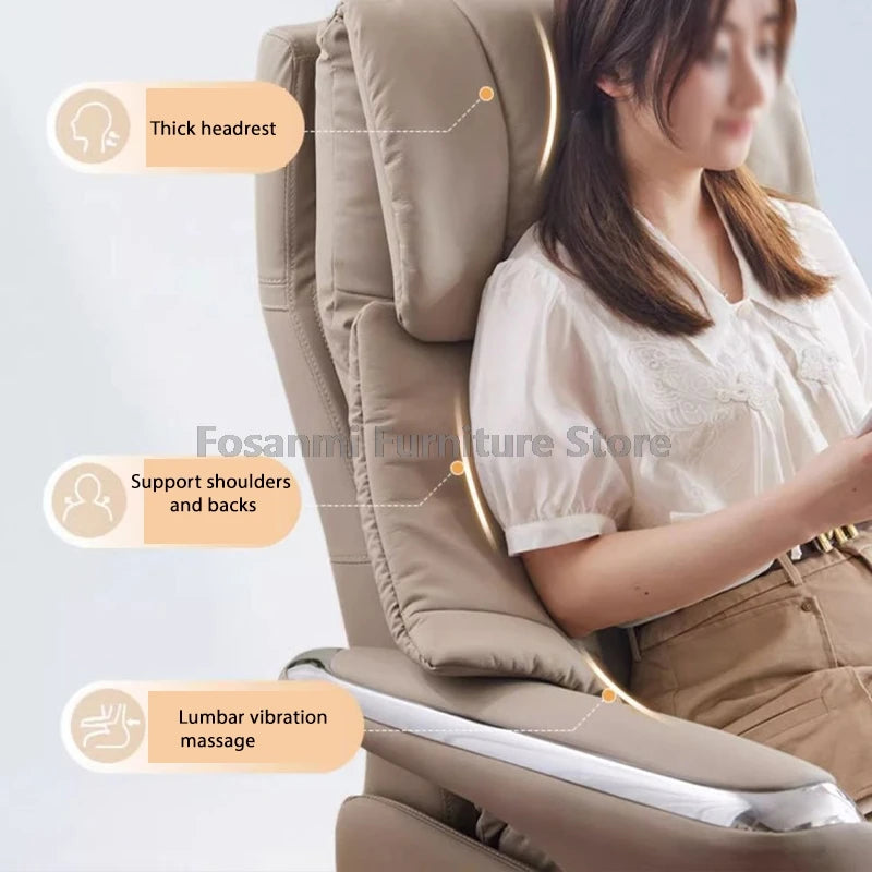 Comfortable and Soft Leather Electric Home Gaming Swivel Chair Thick Boss Office Chair Ergonomic Adjustable Height Desk Chairs