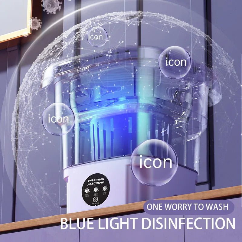 8L Small Folding Washing Machine Student Dormitory Underwear Socks Mini Cleaning Machine Portable Laundry Bucket Washing Machine