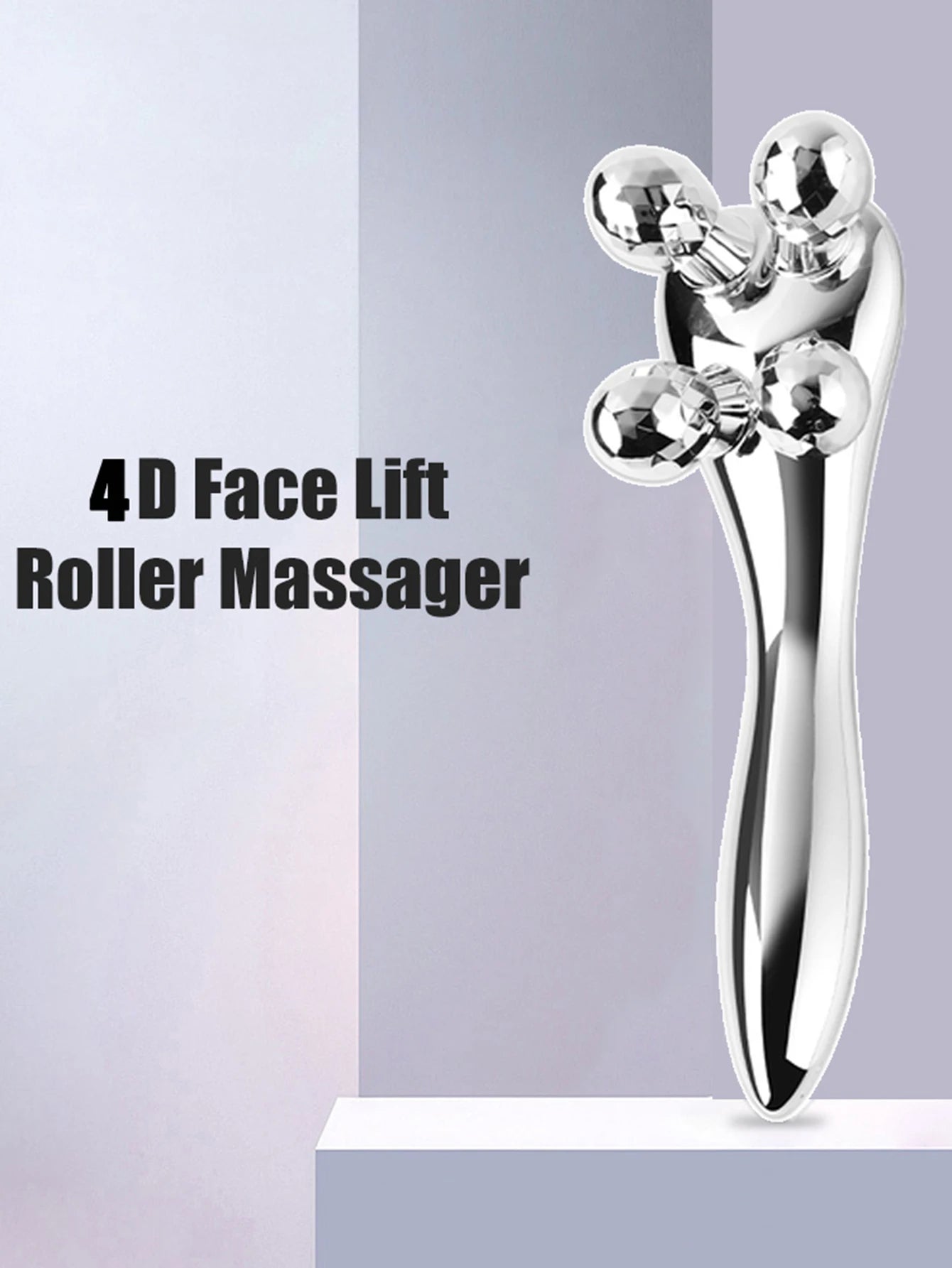 1 Pcs 4D Roller Face-lift Wrinkle Silver Y Shape Roller Facial Eye Neck Muscle Relaxation Slimming Massager Relaxation Tools