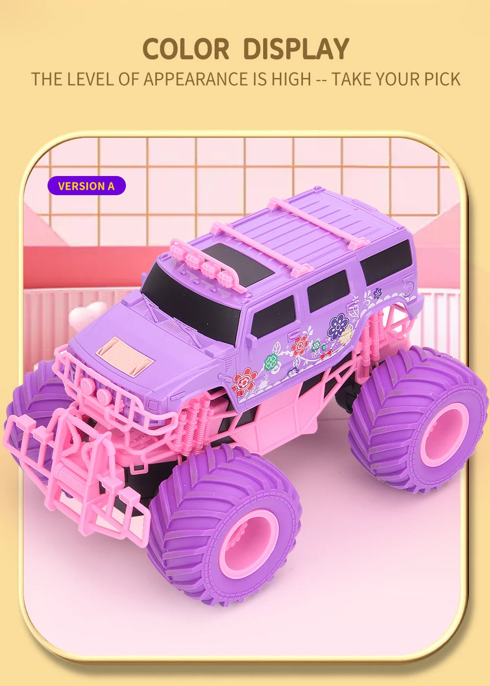Pink RC Car Pickup Truck Electric Climbing Drop-resistant Stunt Remote Control Toy For Children Party Gift Christmas Ornament