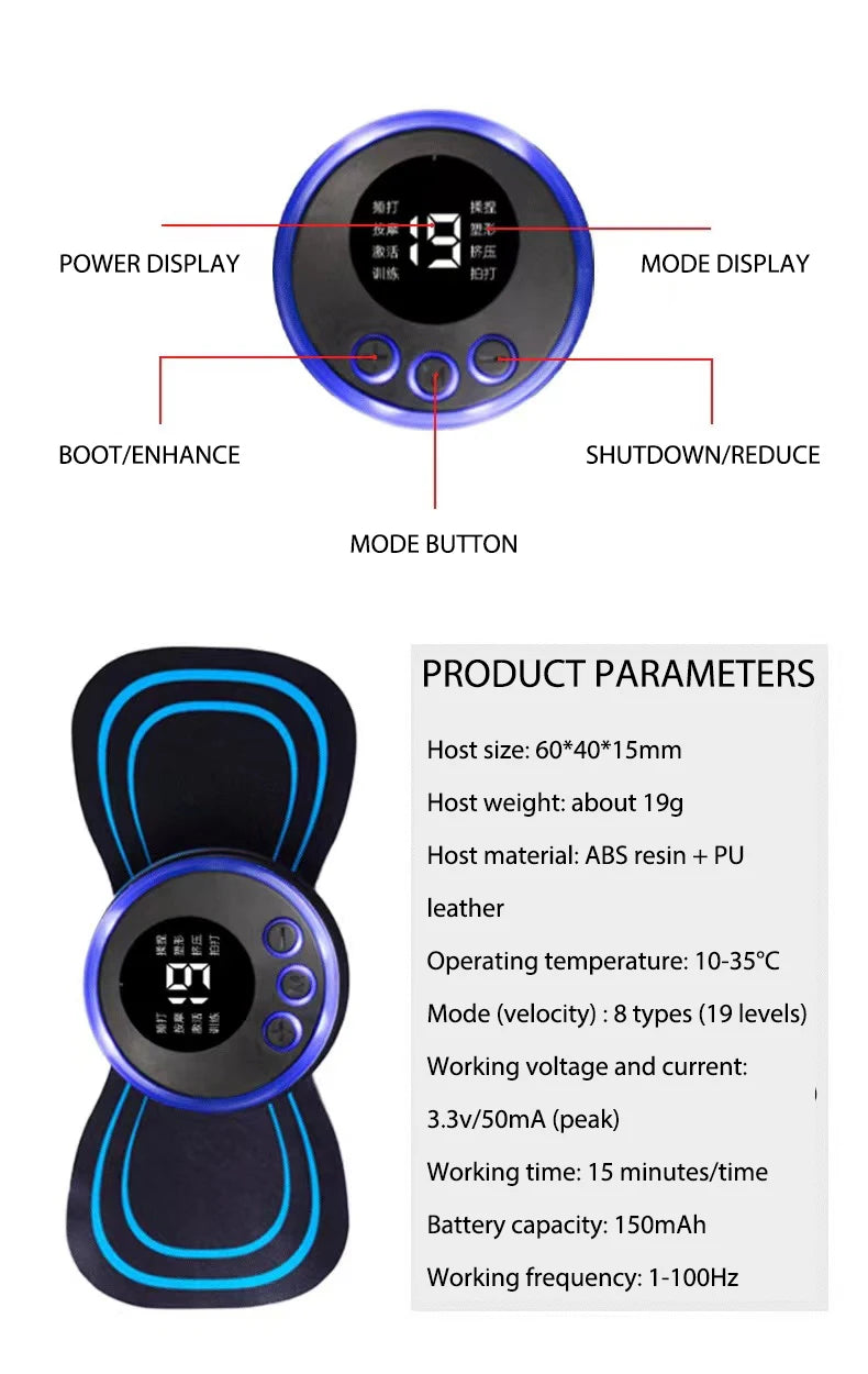 Mini Neck Massager Electric Muscle Stimulator Cervical Massage Patch Pain Relief Relaxation Tool Muscle Stimulator Patches