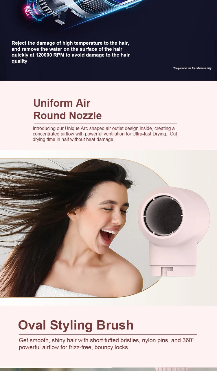 5in1 Hair Dryer Brush Curling Iron Hair Dryer Detachable Auto Wrap Curlers Fast Drying Electric Styling Hair Blower Brush