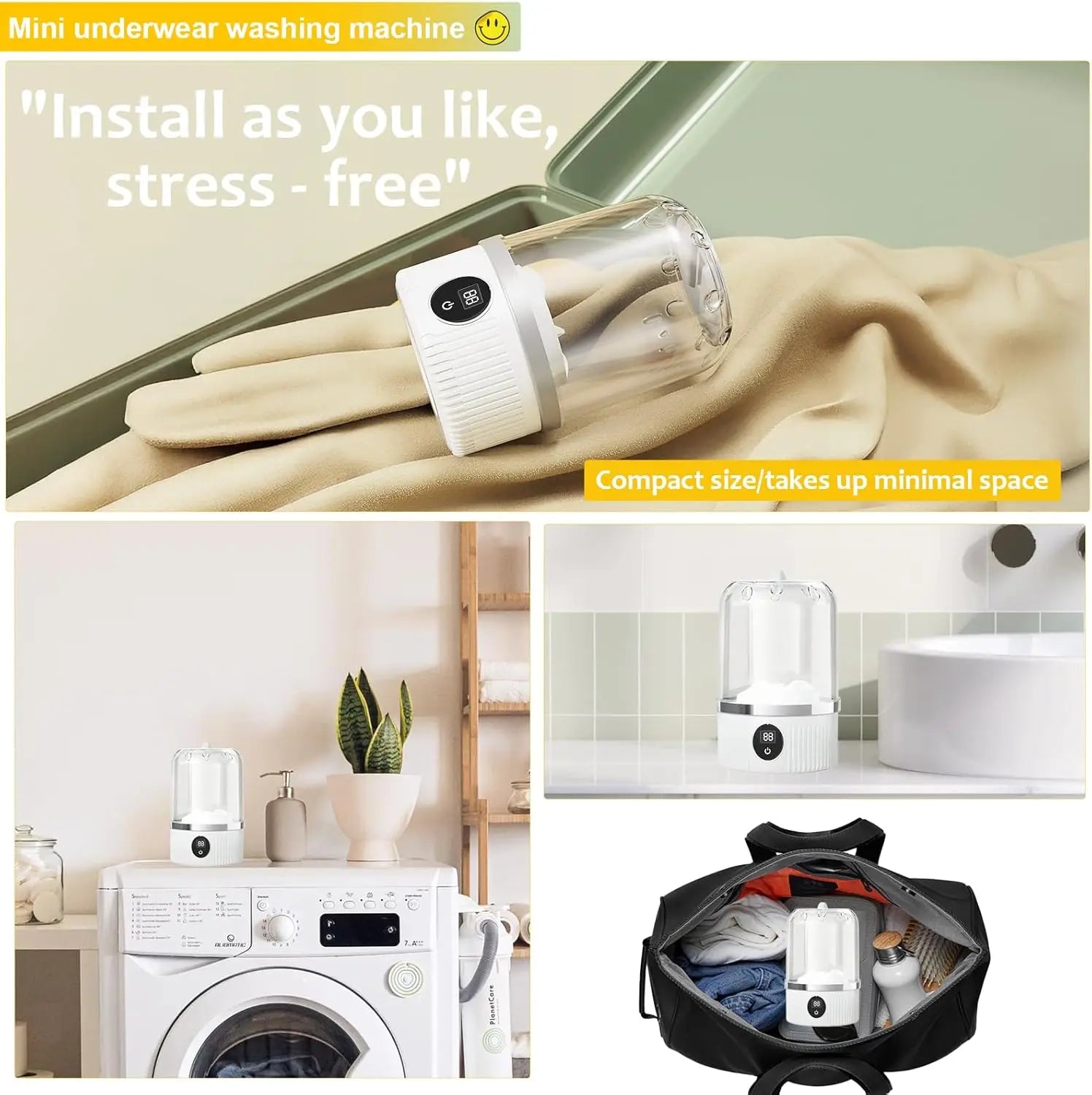 Portable Washing Machine, Underwear Washer, Small Washing Machine, Mini Washing Machine, Rechargeable Cordless Washing Machine