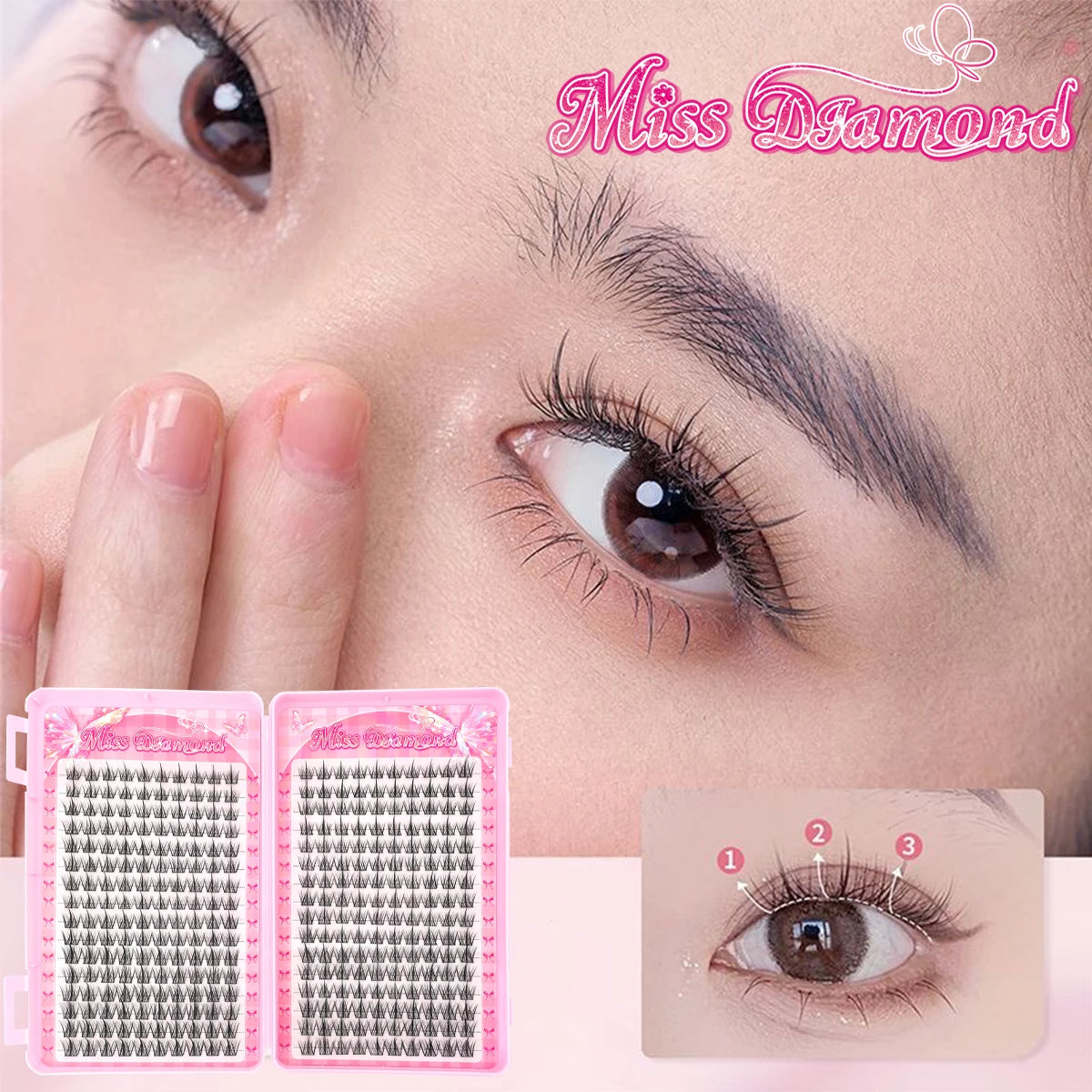 DM 32 Rows Eyeslashes Extension Personal EyeLash Professional Makeup Individual Cluster Grafting Wholesale False Eyelashes