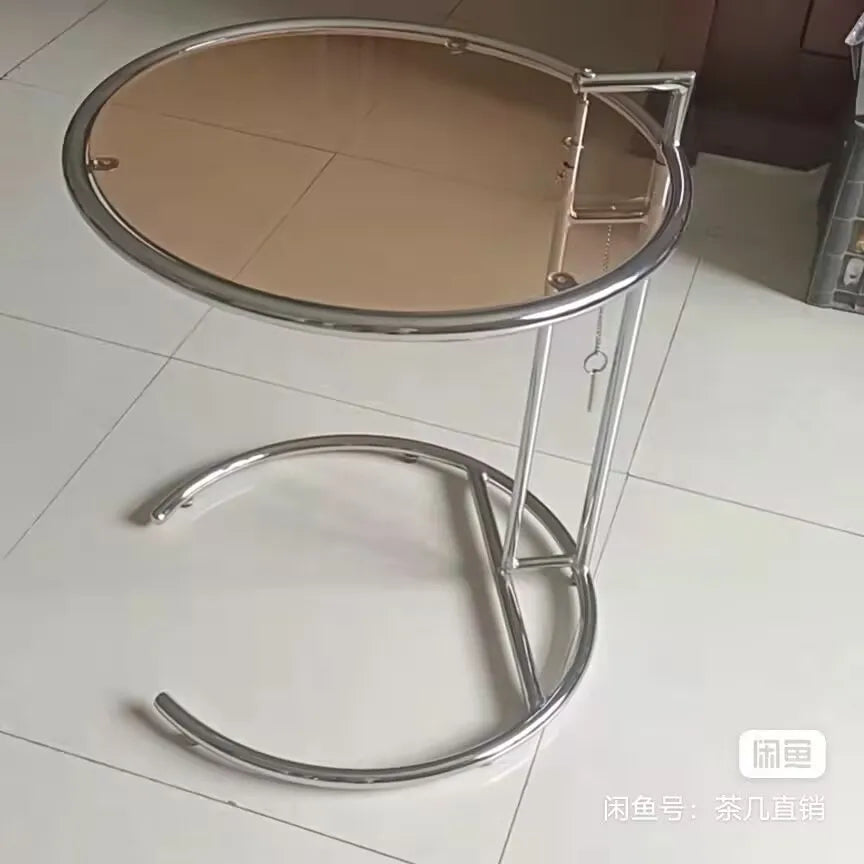 Nordic Glass Coffee Tables Living Room Furniture Side Table Balcony Stainless Steel Lifting Tea Table Transparent Bedside Tables