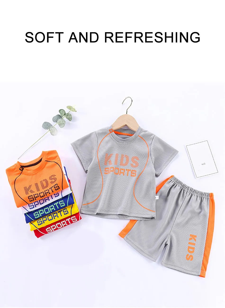 Children Summer Short Sleeve Football Basketball Suit Clothing Set Boy Girl Jersey Quick Drying Breathable Kids Sports Wear