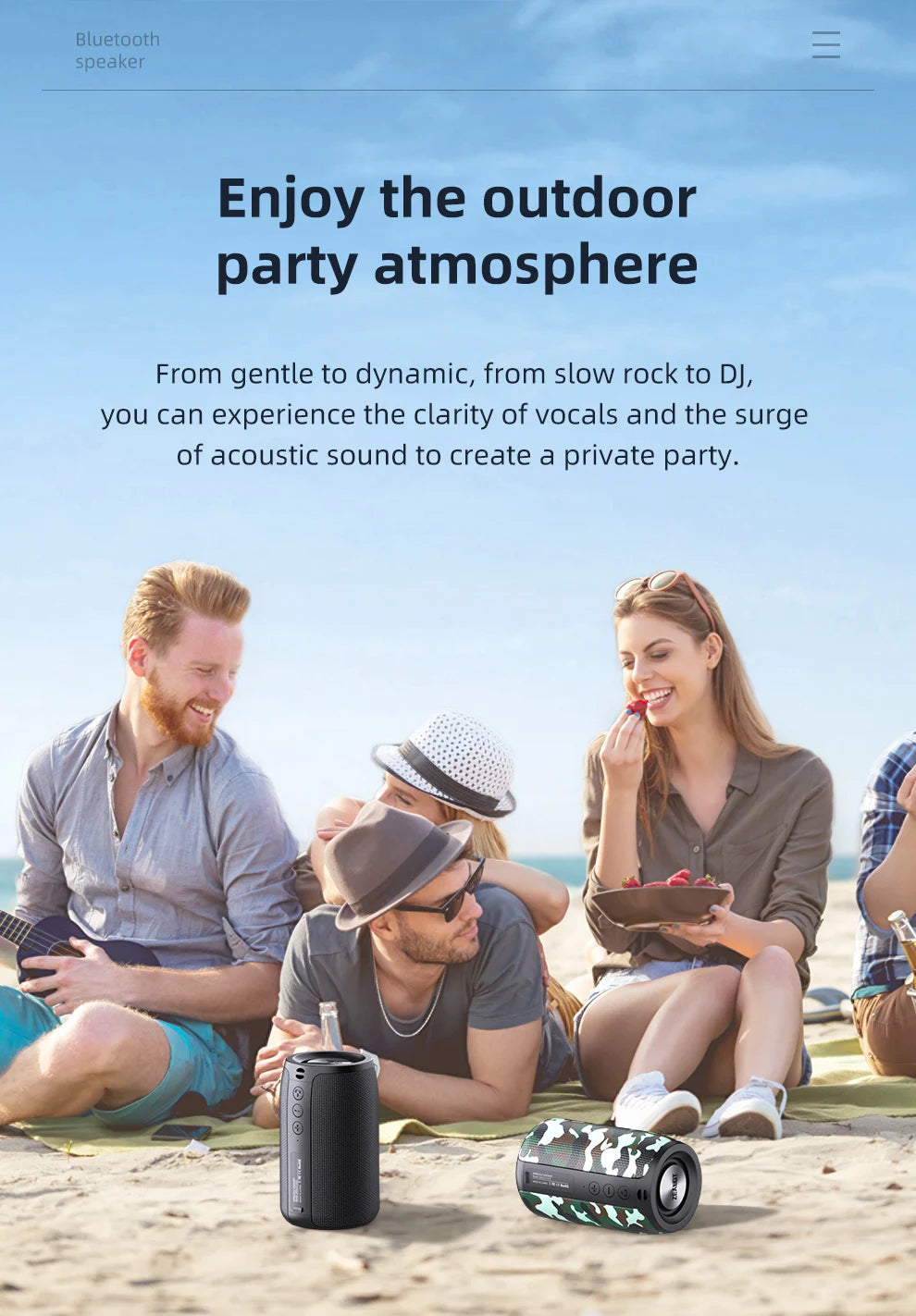 ZEALOT-S32 Mini Portable Bluetooth Speaker HIFI Subwoofer Wireless Speaker with fm Radio Column Support TF, TWS, USB