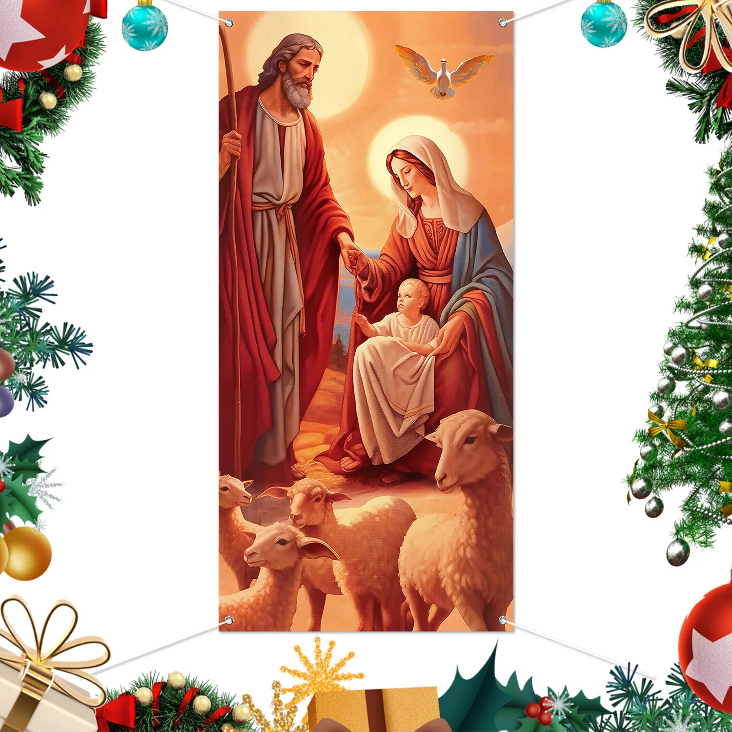 1pcs 2D Christmas Theme Door Cover Banner 2026 New Year Living room Decor Xmas Navidad Santa Snowman animals decor Favor Gift