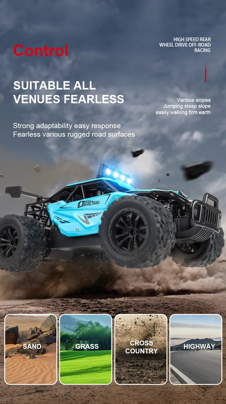 ZWN 1:16 2.4Gh Model RC Car With LED Lights 2WD Off-road Remote Control Climbing Vehicle Outdoor Cars Toys for Boys Girls Gifts