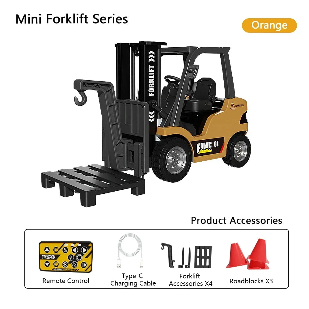 1/64 RC Trucks Alloy Forklift Mini APP 2.4G Rc Cars Remote Control Construction Engineer Vehicle Toys for Boys Adults Kids Gifts