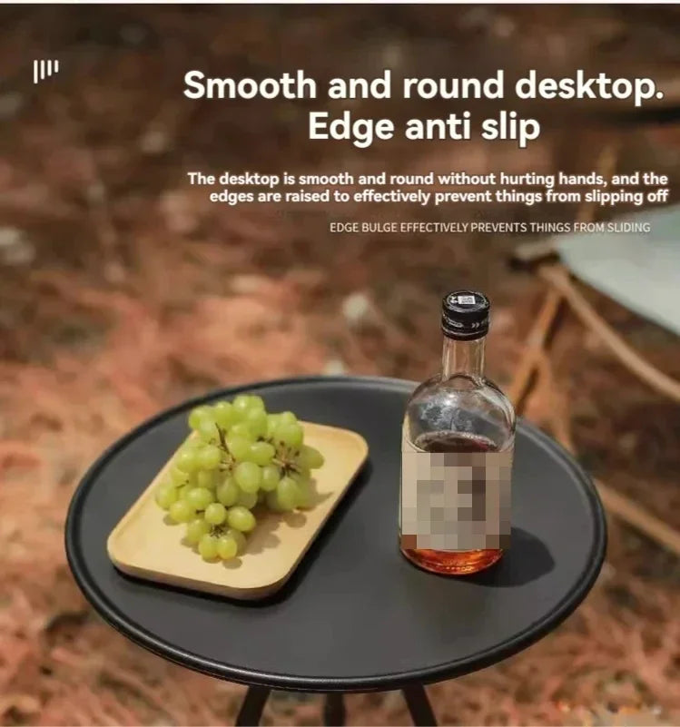 Tea Table Round Table with Lamp Outdoor Portable Stand Camping Elevated Leisure Foldable Picnic Garden Mini Coffee Dining Tables