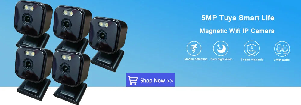 5MP Tuya Magnetic Camera Wireless Mini Color Night Vision Wifi Baby Monitor Cam Outdoor Wateproof CCTV Video Surveillance Camera
