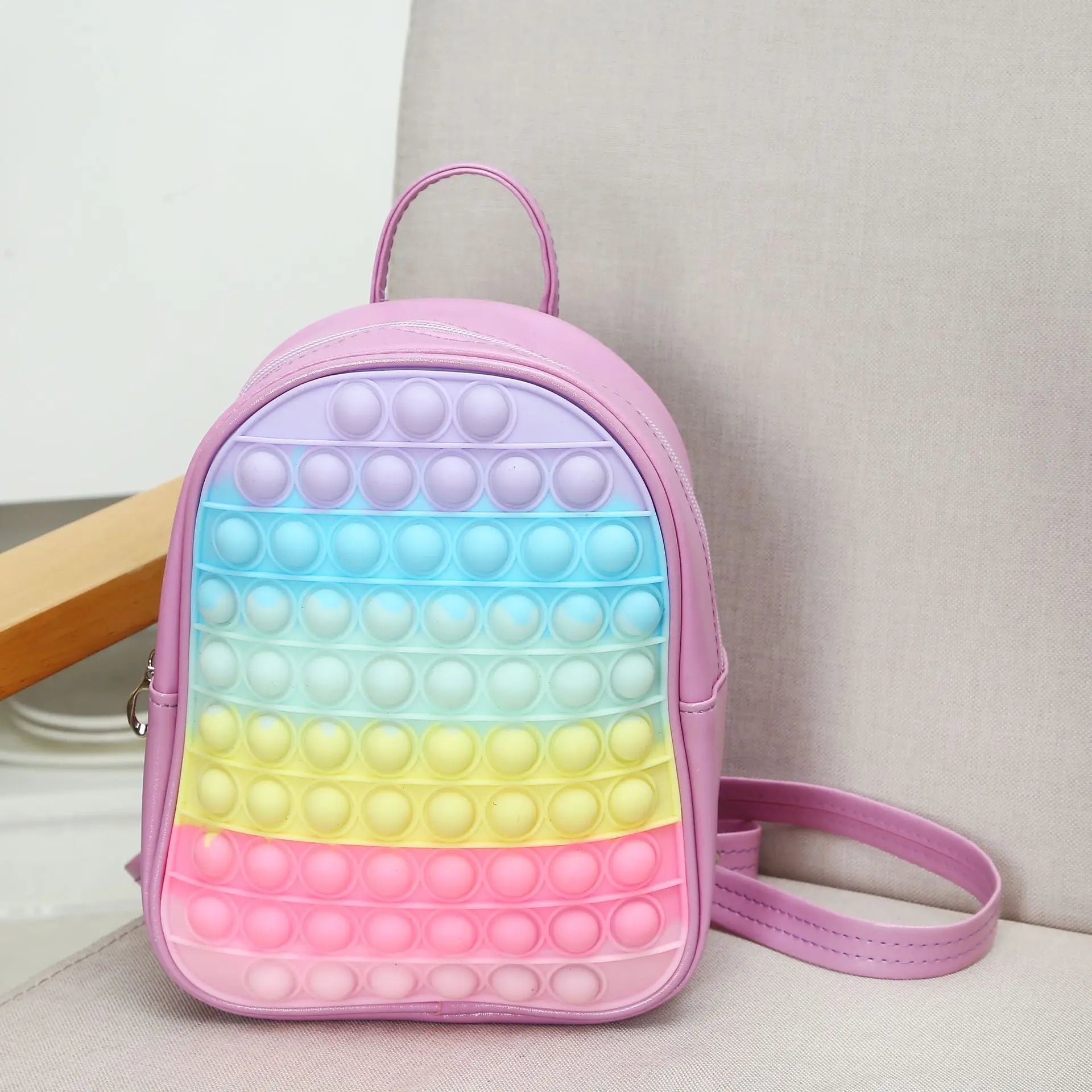 Multi-Color Backpack Silicone Push Its Bubble Fidget Toys Student Backpack for Children Girls Pops Bags Stress Relief Toy Gift