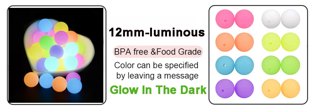 LOFCA 12mm 100pcs Silicone Beads Round Teether Baby Nursing Necklace Pacifier Clip Oral Care BPA Free Food Grade Colorful