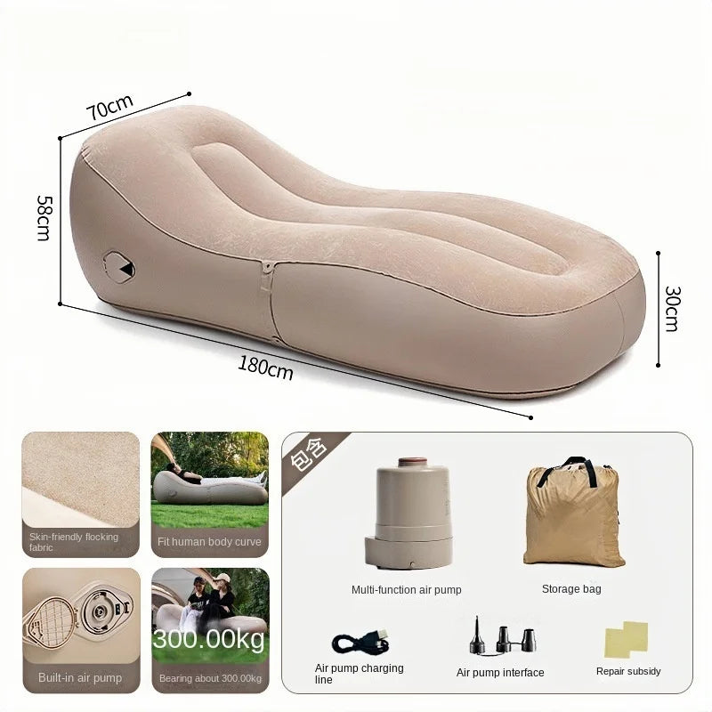 Outdoor Inflatable Sofa USB Rechargeable Portable Air Sofa, Music Festival Nap Camping Fully Automatic Inflatable Lounge Chair