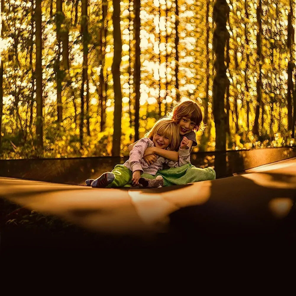 3-4 Person Anti-Rollover Hammock Swing Outdoor Camping Portable Triangle Hammock High Strength Canvas Hanging Bed for Hiking