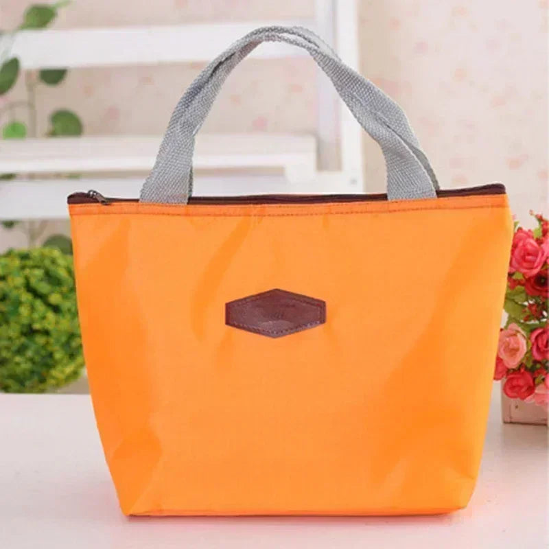 Lunch Box Camping Picnic Lunch Bag Solid Color Portable Insulated Refrigerated Cold Food Cooler Thermal Bag Handbag Hot