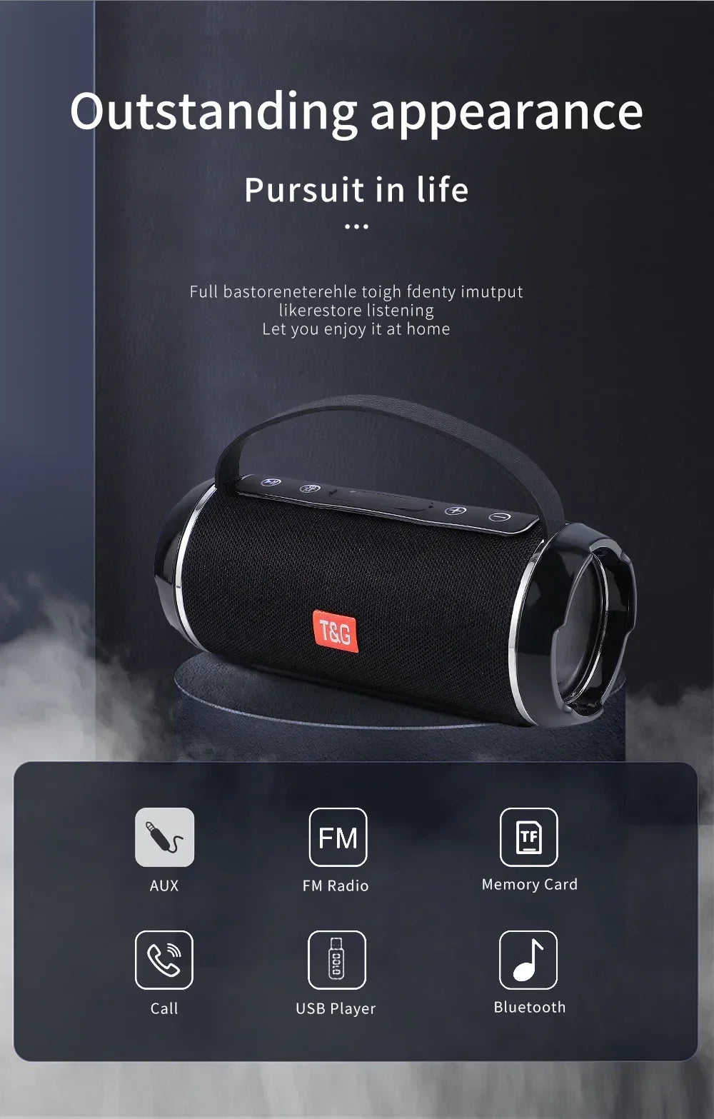 T&G TG116C Bluetooth Speakers Wireless Powerful Portable Speakers Box Outdoor Speaker Subwoofer Music Center Boom Box With Radio