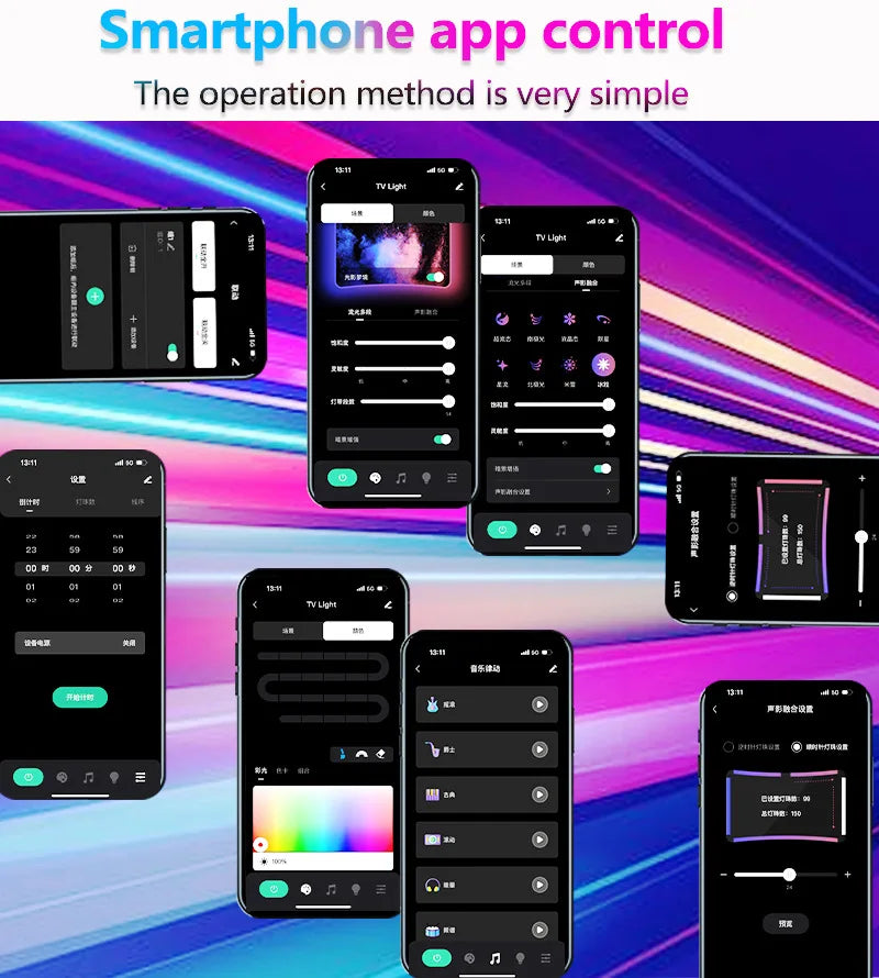 RGBIC LED TV Backlight Strip with Camera App Control Music Sync Smart Lights for Gaming Room 55-75inch Ambient Lighting