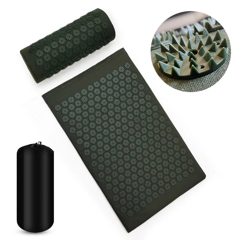 Acupressure Mat Massage Acupuncture Mat and Pillow Set  with Spike Points for Neck, Back and Stress Relief