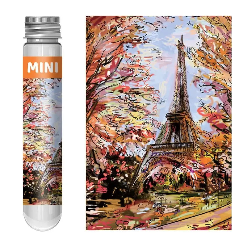 150pcs Test Tube Puzzle Strolling In The Rain Mini Travel Puzzle Gift Christmas House Paris Tower New Year