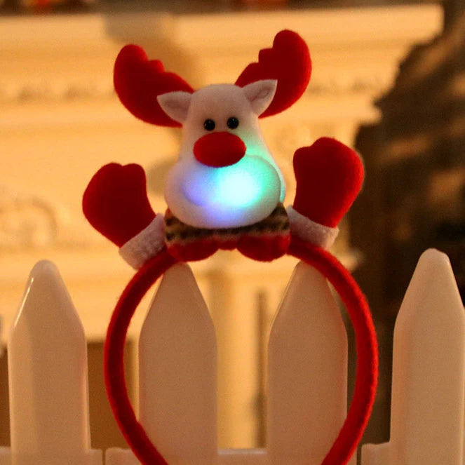 Christmas Headband LED Santa Claus Hair Hoop Xmas Snowman Headpiece Halloween holiday Party Hair Accessories for Women Girls