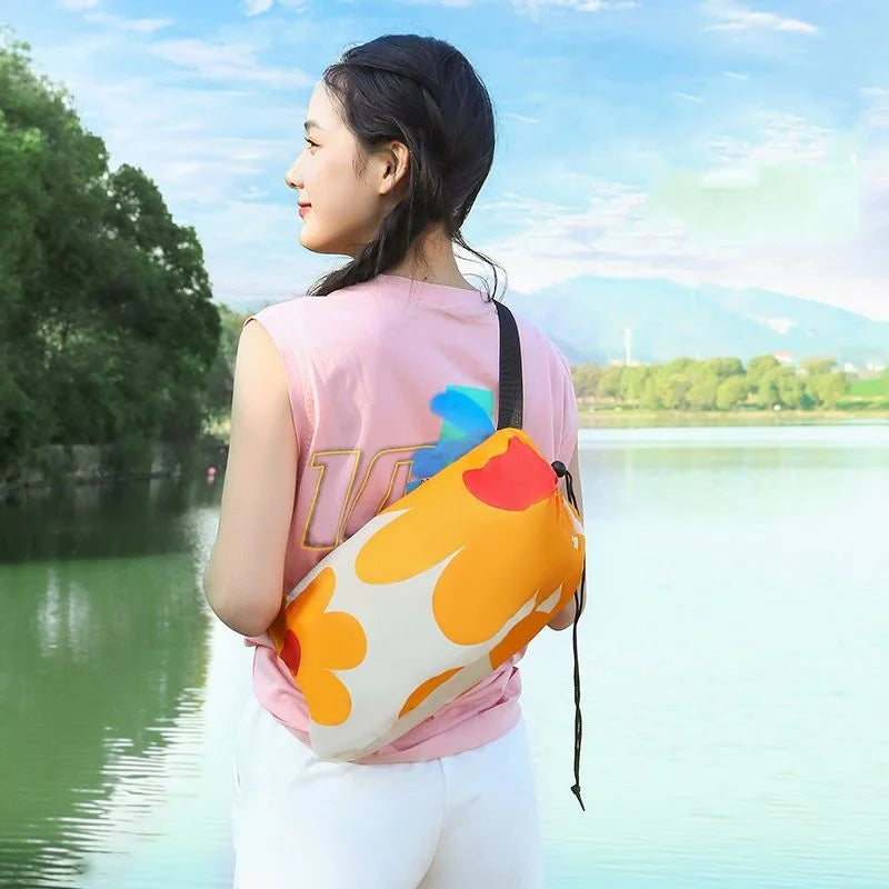 Outdoor Lazy Non Inflatable Sofa Folding Portable Air Cushion Bed Picnic Camping Yellow White Air Bed