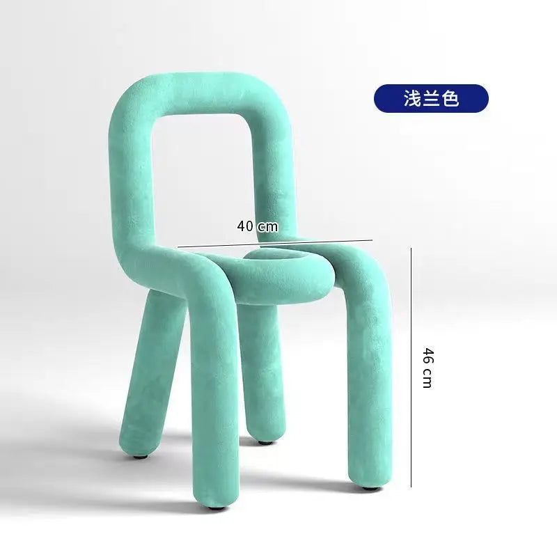 Nordic Style Creative Curved Chair, Plush Upholstered Kids/Accent Living Room Furniture