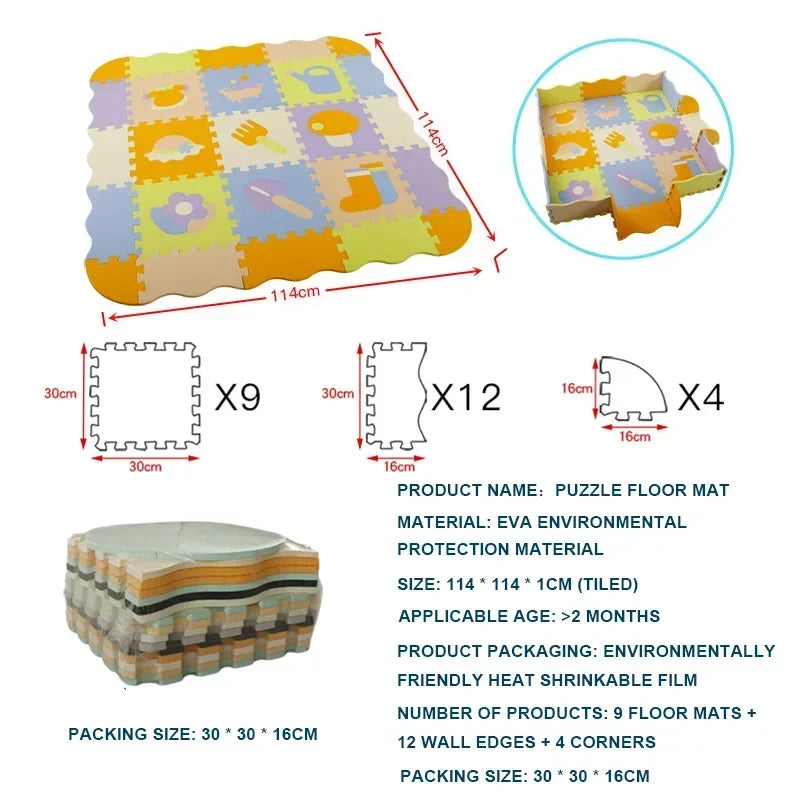 EVA Foam Play Mat with Fence Baby Puzzle Jigsaw Floor Mats Thick Carpet Pad for Kids Educational Toys Activity Pad Playmat