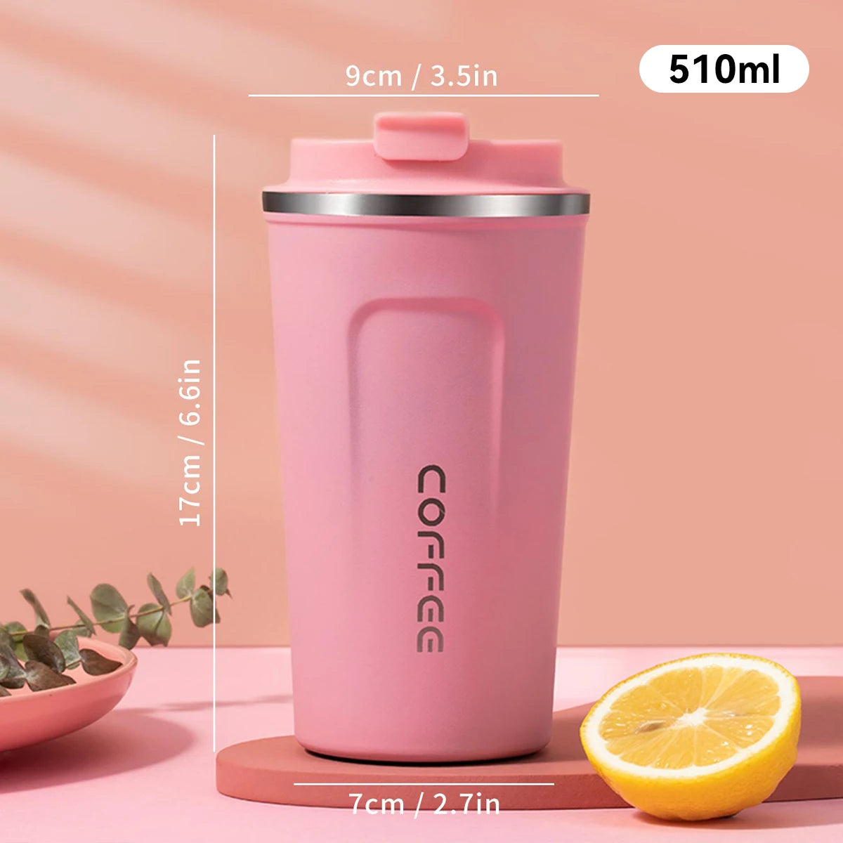 WORTHBUY 510ML 304 Stainless Steel Thermos Water Cup Portable Tumbler Leak-proof Drinkware Double Wall Insulated Coffee Mug