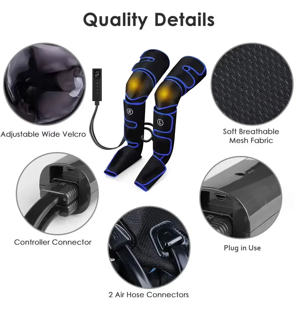 Air Compression Circulation Leg Massager Pneumatic Massage Boots Lymphedema Drainage Release For Athletes