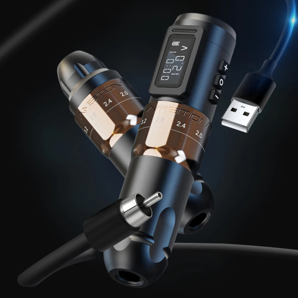 Ambition MARS-U Professional Wireless Tattoo Machine Pen Adjustable Stroke 2.2-4.2mm Cartridge 1800mAh Coreless Motor Tattoo Art