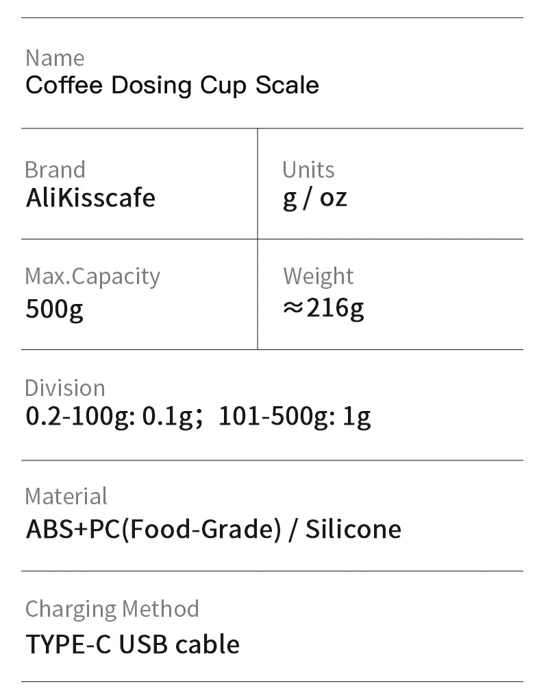 AliKisscafe Digital Dosing Cup Coffee Scale Display Tray Precise Scale Measuring Cup Kitchen Barista Tools Espresso Accessories