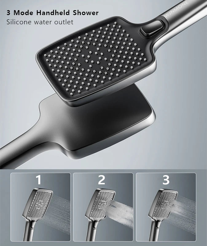 Luxury Bathroom Shower Faucet Set Smart Temperature Display Rainfall Shower System Rain Waterfall LED Bathtub Mixer Tap Showers