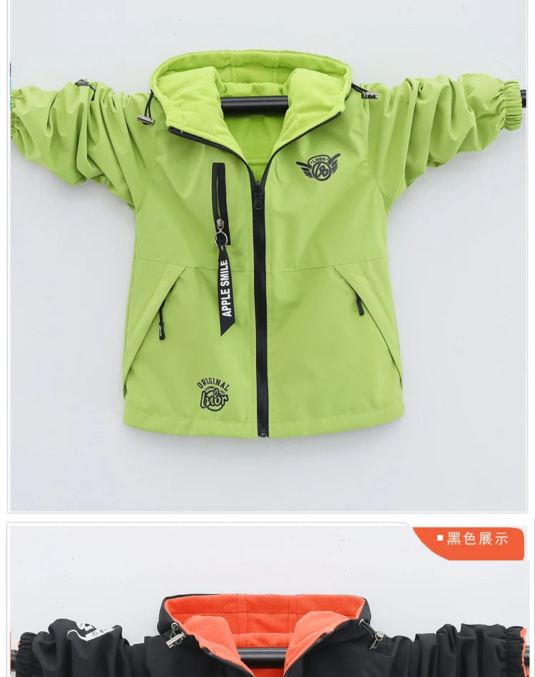 Autumn Children's Clothes Double-sided Wear Jacket Fleece Coat Boy Waterproof Windproof Children Outerwear Sport Jacket For Boys